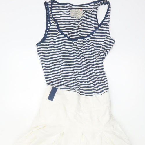 Tom Joule Women Blue White Stripe Fit & Flare Dress UK 10