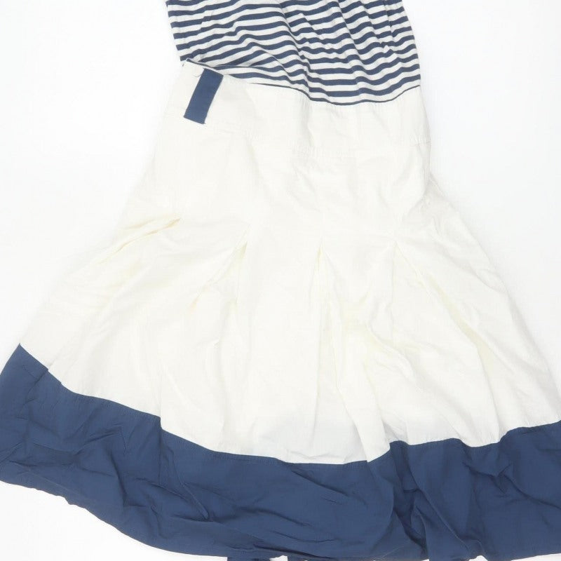 Tom Joule Women Blue White Stripe Fit & Flare Dress UK 10