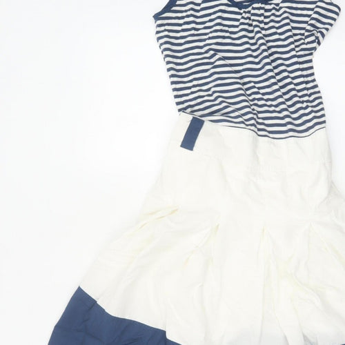Tom Joule Women Blue White Stripe Fit & Flare Dress UK 10