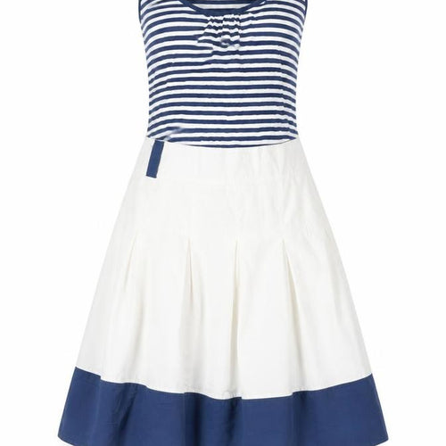Tom Joule Women Blue White Stripe Fit & Flare Dress UK 10
