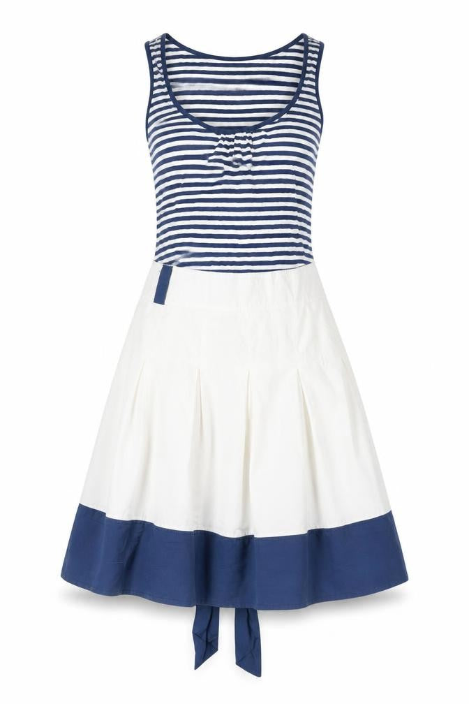 Tom Joule Women Blue White Stripe Fit & Flare Dress UK 10