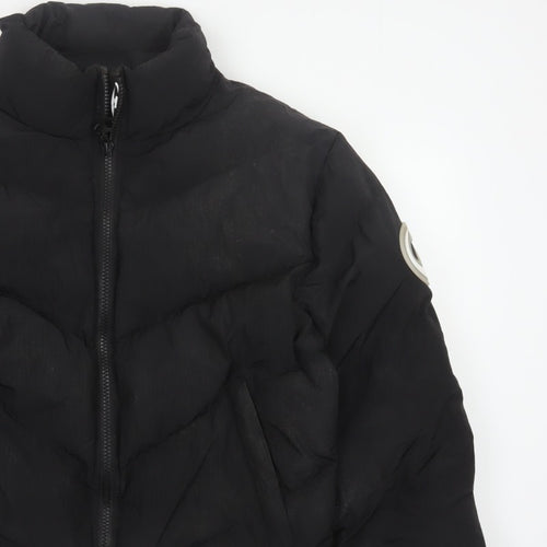 Trapstar Womens Black M Puffer Jacket Logo Quilted Full Zip