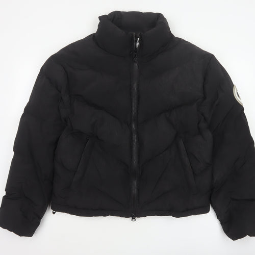 Trapstar Womens Black M Puffer Jacket Logo Quilted Full Zip