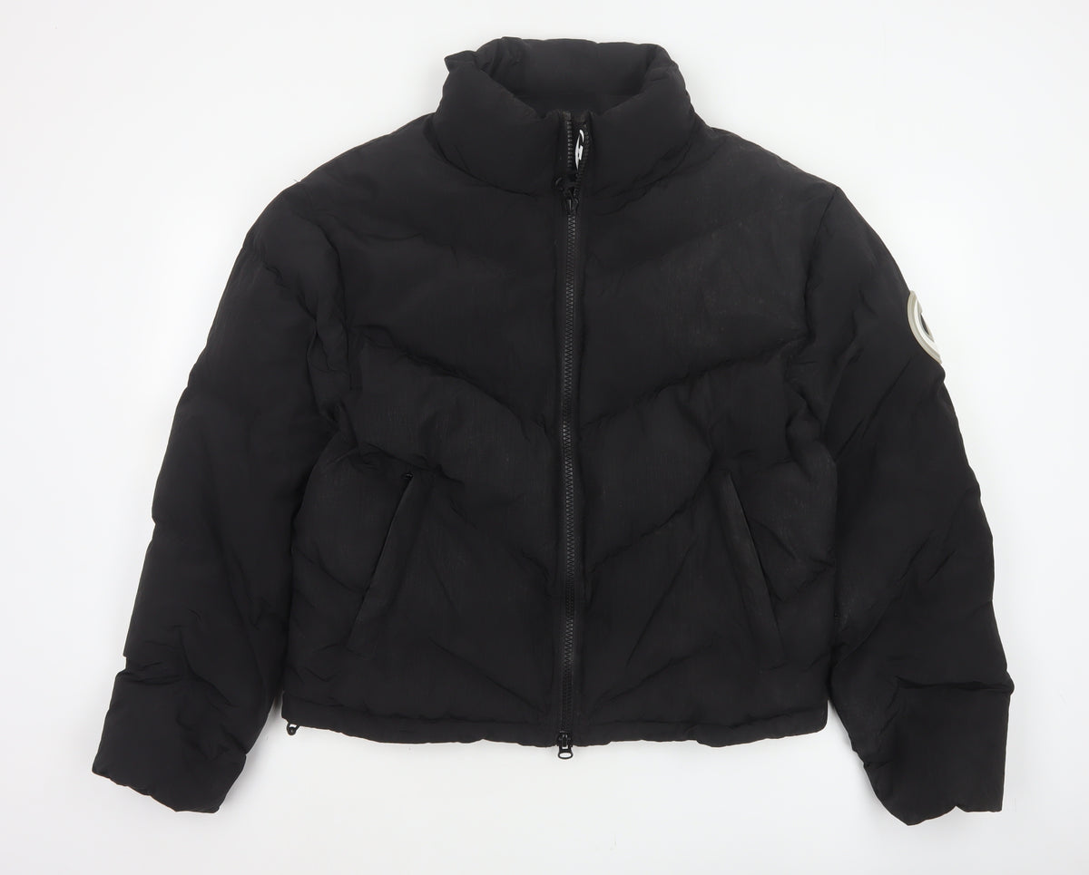 Trapstar Womens Black M Puffer Jacket Logo Quilted Full Zip