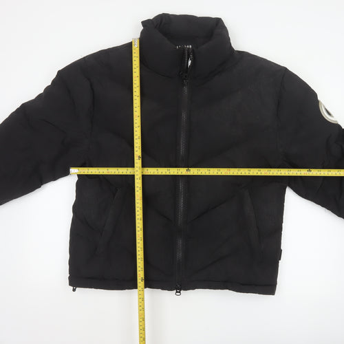 Trapstar Womens Black M Puffer Jacket Logo Quilted Full Zip
