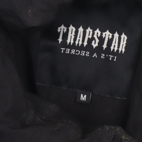 Trapstar Womens Black M Puffer Jacket Logo Quilted Full Zip