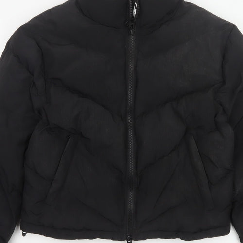 Trapstar Womens Black M Puffer Jacket Logo Quilted Full Zip