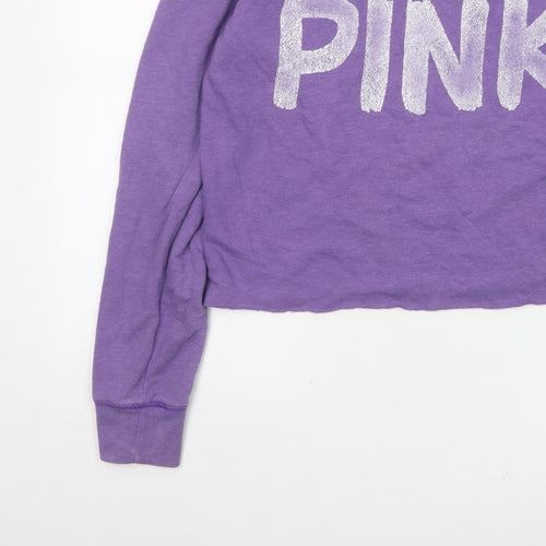 Victoria's Secret PINK Women Purple S Cropped Jersey Long Sleeve Top