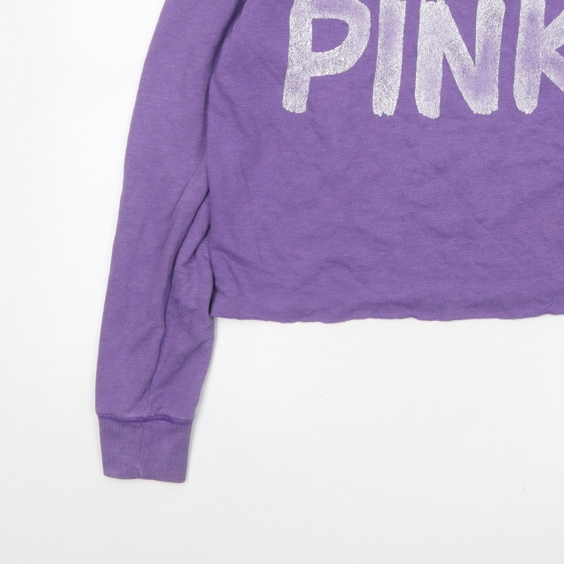 Victoria's Secret PINK Women Purple S Cropped Jersey Long Sleeve Top