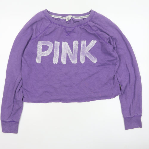 Victoria's Secret PINK Women Purple S Cropped Jersey Long Sleeve Top