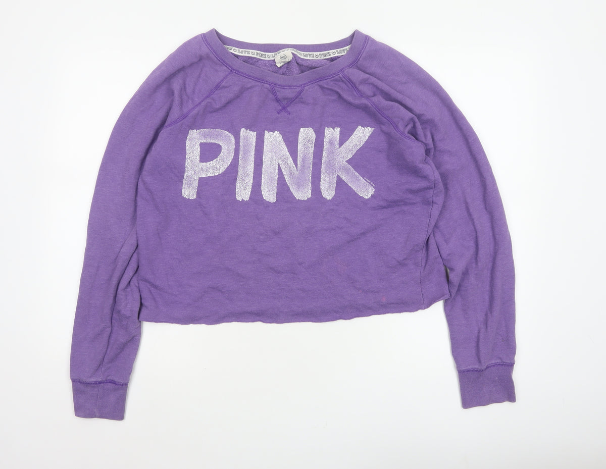 Victoria's Secret PINK Women Purple S Cropped Jersey Long Sleeve Top