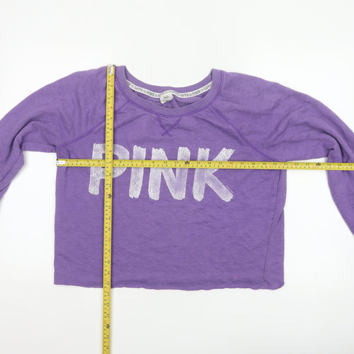 Victoria's Secret PINK Women Purple S Cropped Jersey Long Sleeve Top