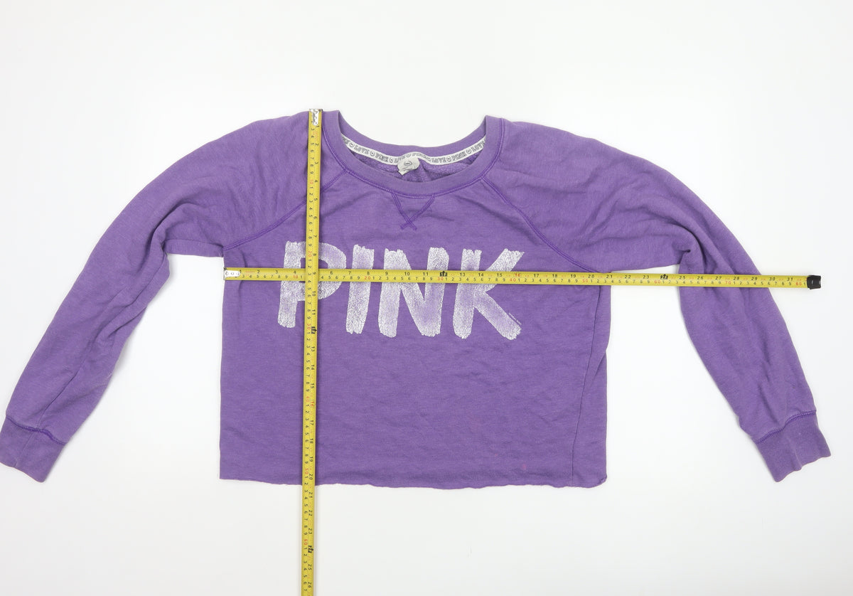 Victoria's Secret PINK Women Purple S Cropped Jersey Long Sleeve Top