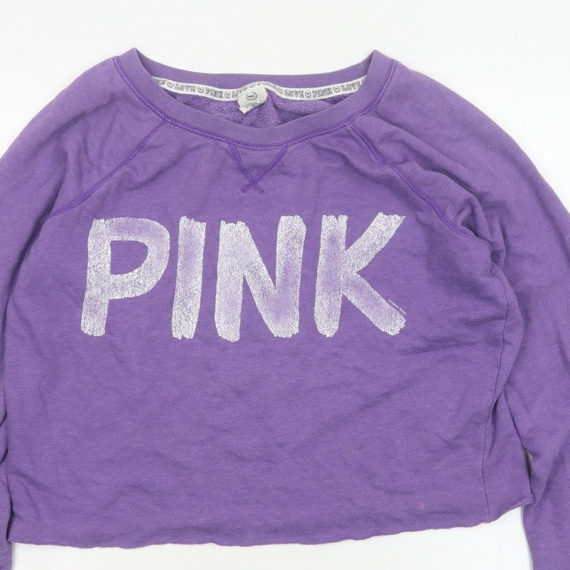 Victoria's Secret PINK Women Purple S Cropped Jersey Long Sleeve Top