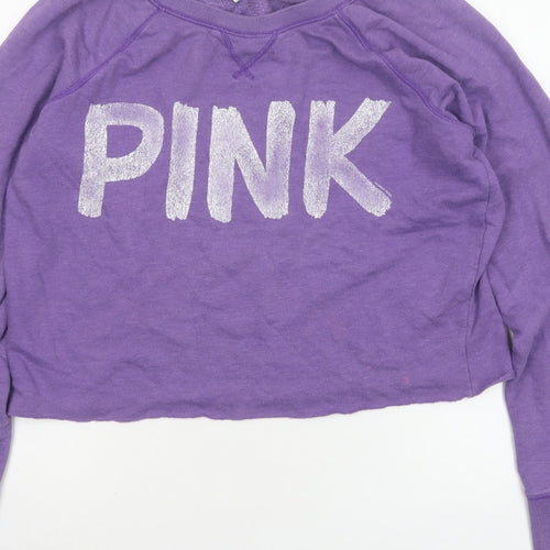 Victoria's Secret PINK Women Purple S Cropped Jersey Long Sleeve Top
