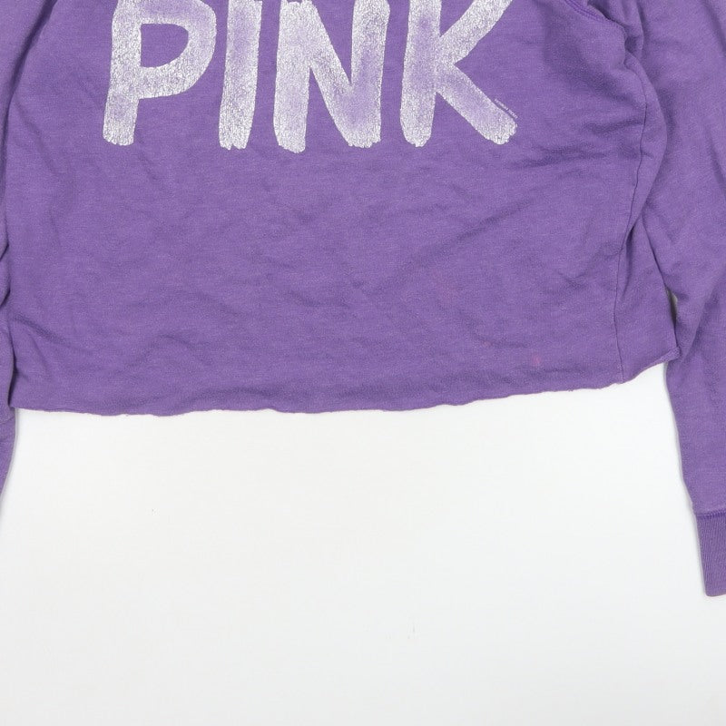Victoria's Secret PINK Women Purple S Cropped Jersey Long Sleeve Top