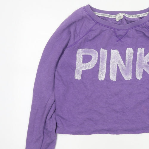 Victoria's Secret PINK Women Purple S Cropped Jersey Long Sleeve Top