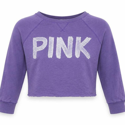 Victoria's Secret PINK Women Purple S Cropped Jersey Long Sleeve Top