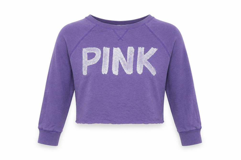 Victoria's Secret PINK Women Purple S Cropped Jersey Long Sleeve Top