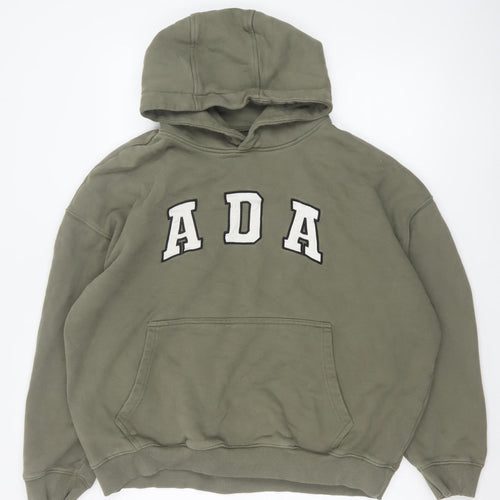 Adanola Men's Green M Oversized Pullover Hoodie Logo Organic Cotton