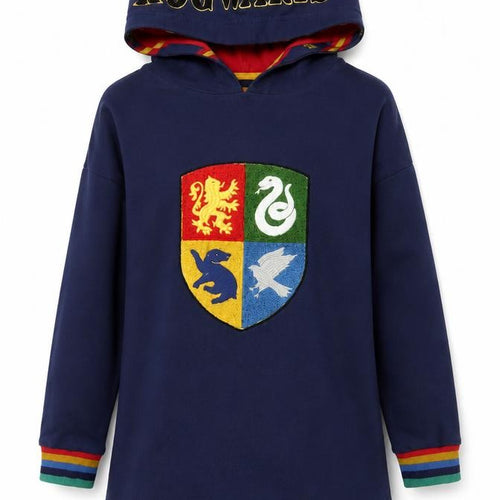 Mini Boden Girls Blue 9-10 Years Harry Potter Hogwarts Pullover Tunic Hoodie