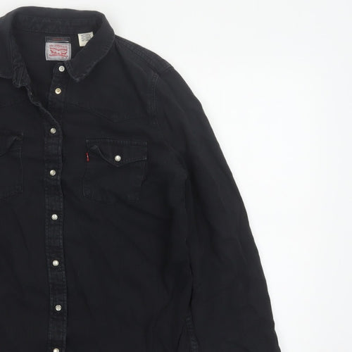 Levi's Women Black M Classic Fit Western Denim Button-Up Shirt