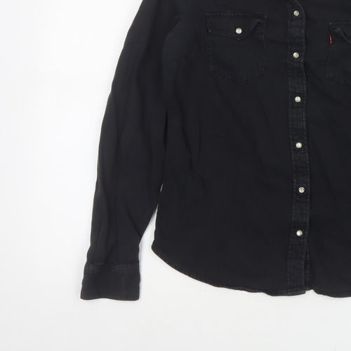 Levi's Women Black M Classic Fit Western Denim Button-Up Shirt