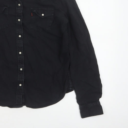 Levi's Women Black M Classic Fit Western Denim Button-Up Shirt