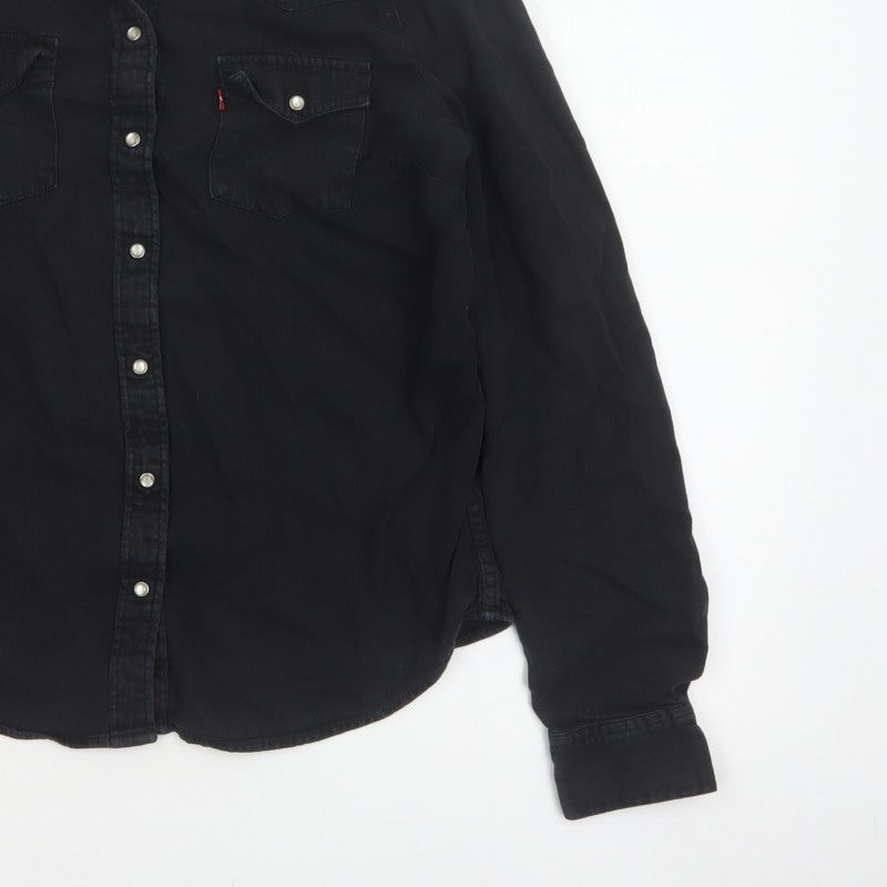 Levi's Women Black M Classic Fit Western Denim Button-Up Shirt