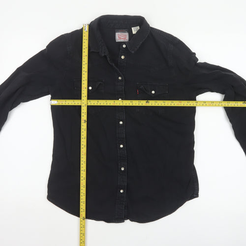 Levi's Women Black M Classic Fit Western Denim Button-Up Shirt