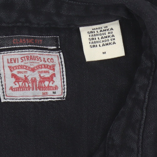 Levi's Women Black M Classic Fit Western Denim Button-Up Shirt