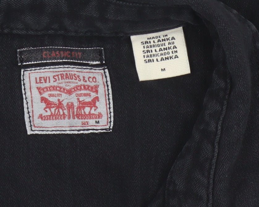 Levi's Women Black M Classic Fit Western Denim Button-Up Shirt