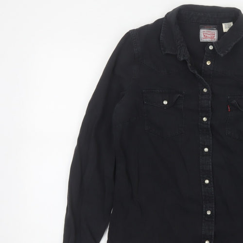 Levi's Women Black M Classic Fit Western Denim Button-Up Shirt