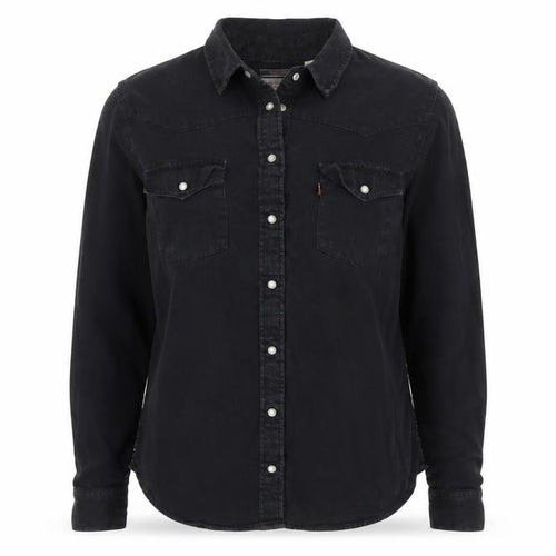 Levi's Women Black M Classic Fit Western Denim Button-Up Shirt