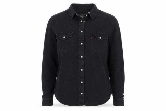 Levi's Women Black M Classic Fit Western Denim Button-Up Shirt