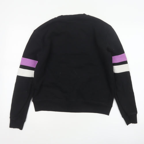Fila Women’s Black M Pullover Sweatshirt Purple White Logo Crew Neck