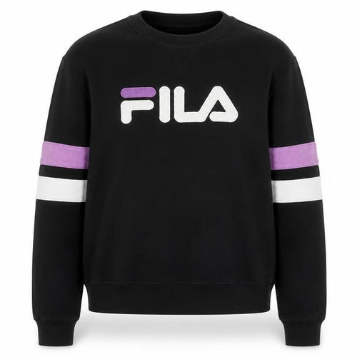 Fila Women’s Black M Pullover Sweatshirt Purple White Logo Crew Neck