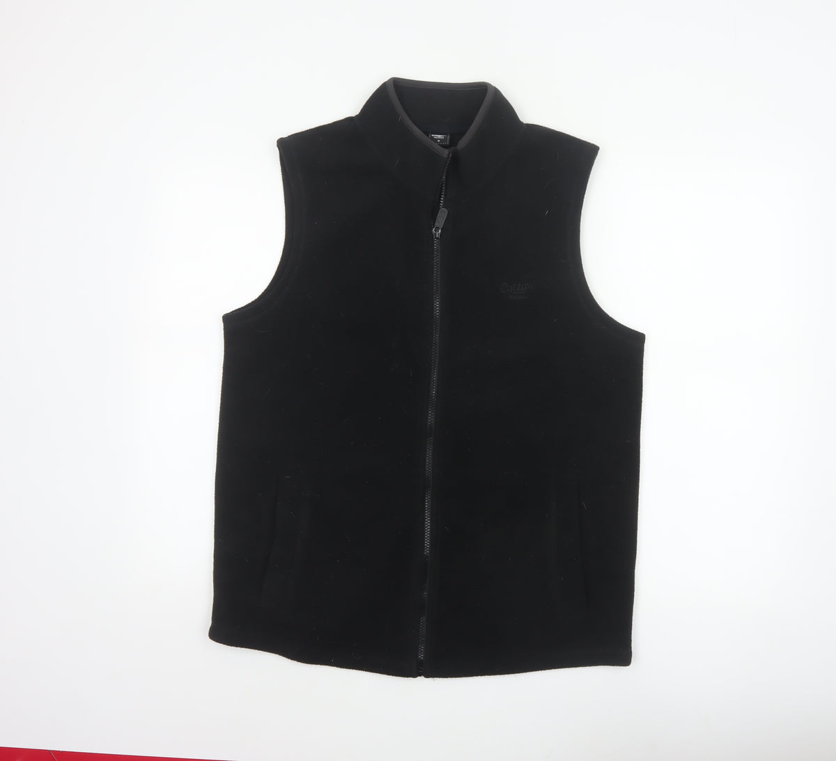 Back view of Cotton Traders Men’s Black M Basic Fleece Zip Bodywarmer Waistcoat