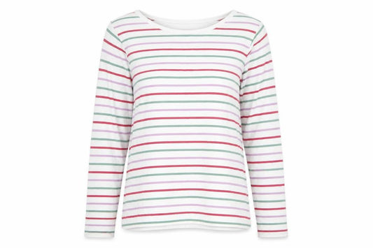 FatFace Women’s Multicoloured Stripe Cotton Long Sleeve T-Shirt UK 10