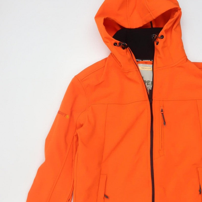 Superdry Men Orange L Trekker Hooded Softshell Windbreaker Jacket