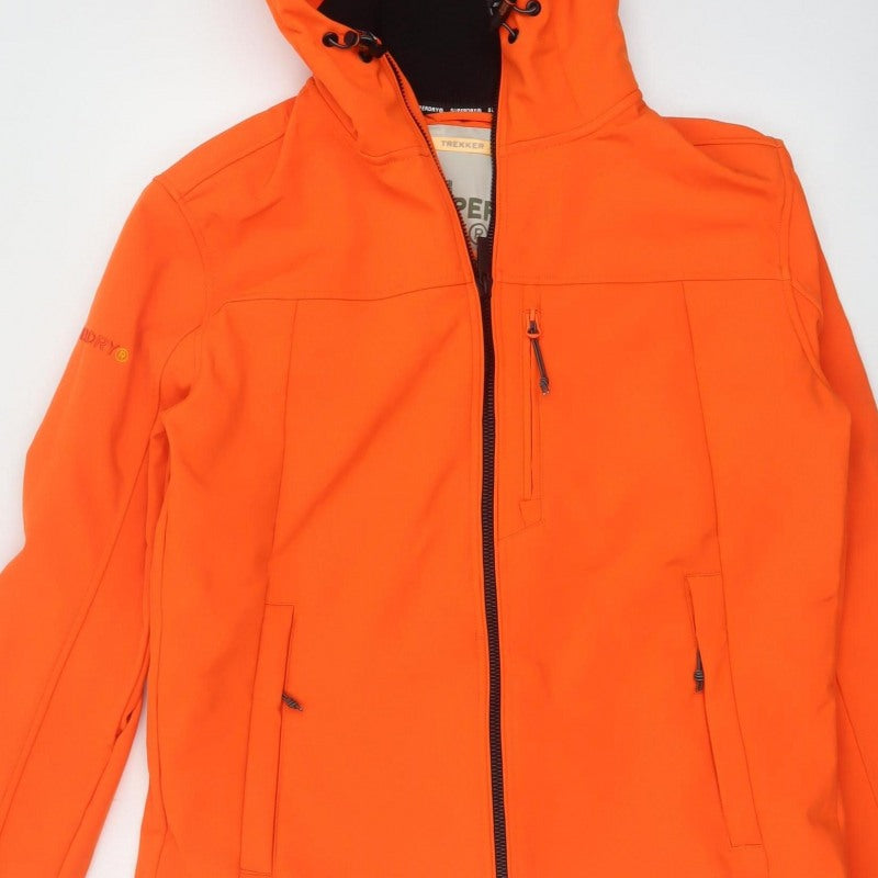Superdry Men Orange L Trekker Hooded Softshell Windbreaker Jacket