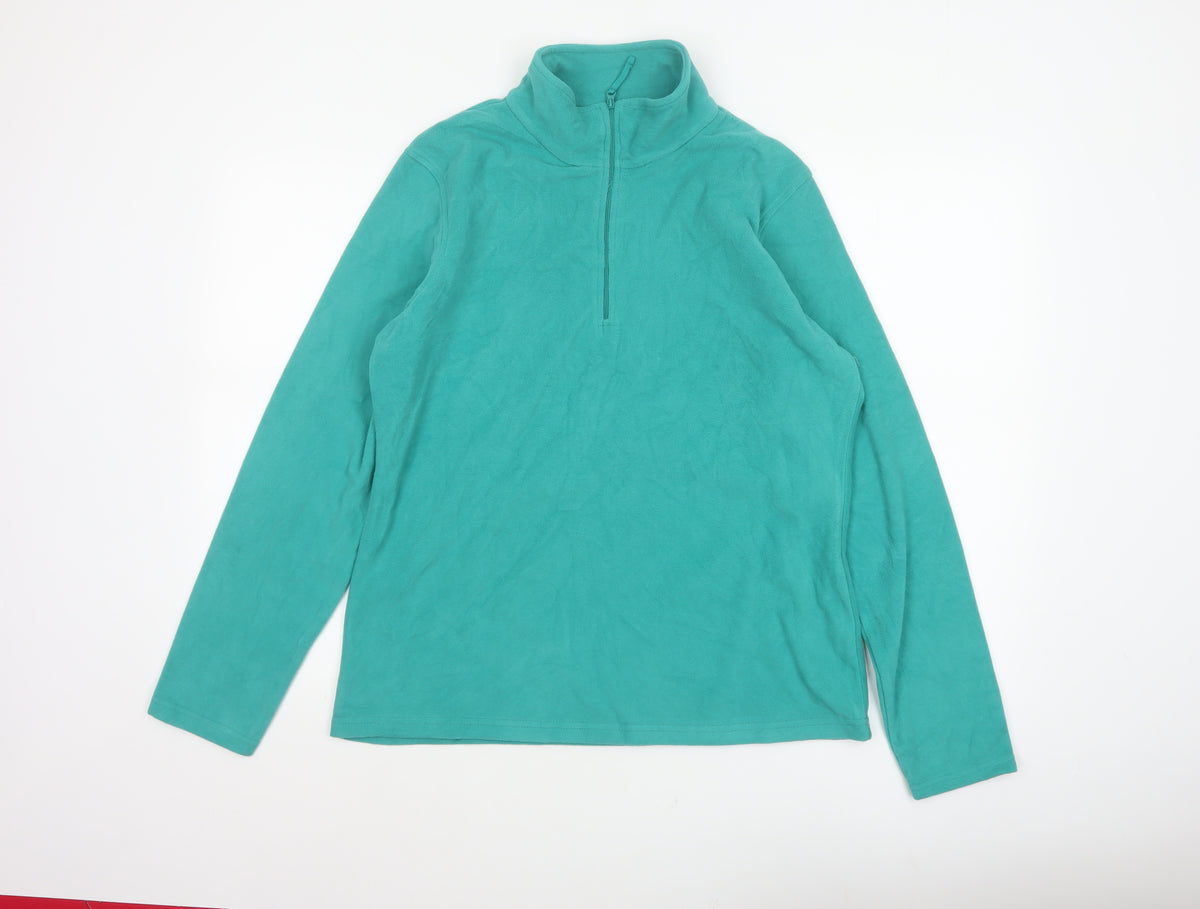 Mountain Warehouse Women Green L Fleece 1/2 Zip Pullover Sweatshirt