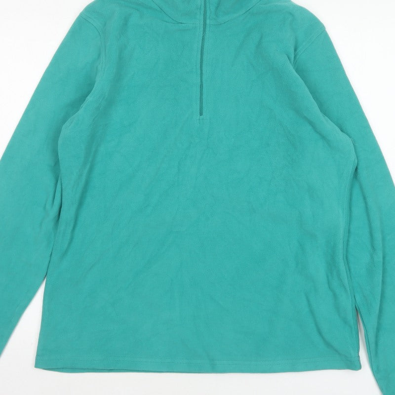 Mountain Warehouse Women Green L Fleece 1/2 Zip Pullover Sweatshirt