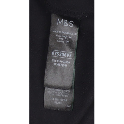 Marks and Spencer Women Black UK 24 Basic Fleece Full Zip Jacket
