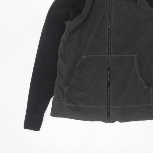 The North Face Boys XL Black Grey Full Zip Fleece Hoodie Logo