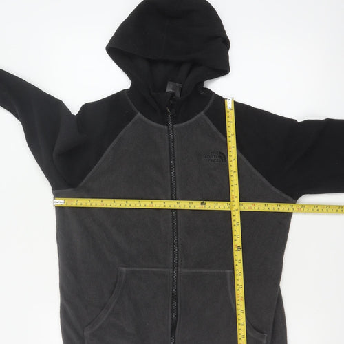 The North Face Boys XL Black Grey Full Zip Fleece Hoodie Logo
