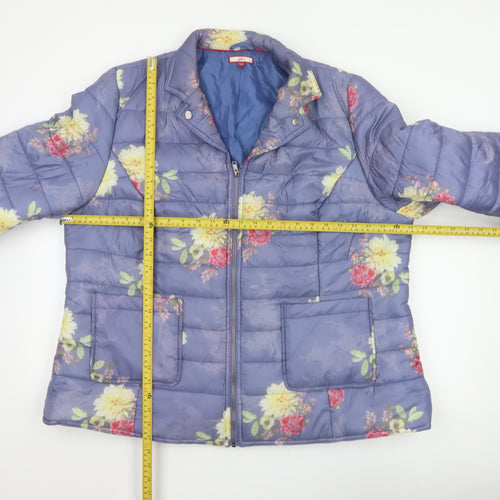 Joe Browns Women’s Blue Floral Puffer Jacket UK 24 Quilted Padded