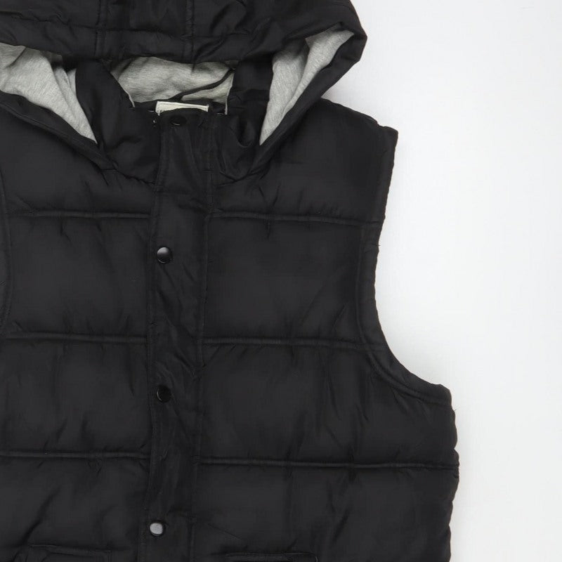 New Look Men Black M Hooded Quilted Puffer Gilet Bodywarmer
