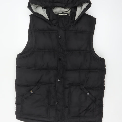 New Look Men Black M Hooded Quilted Puffer Gilet Bodywarmer