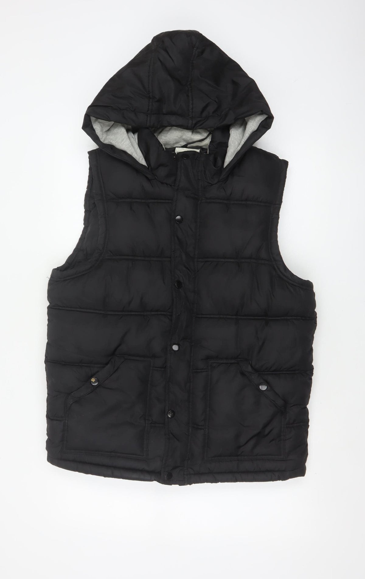 New Look Men Black M Hooded Quilted Puffer Gilet Bodywarmer